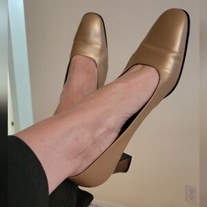 Salvatore Ferragamo Gold/Champagne Pump Heels